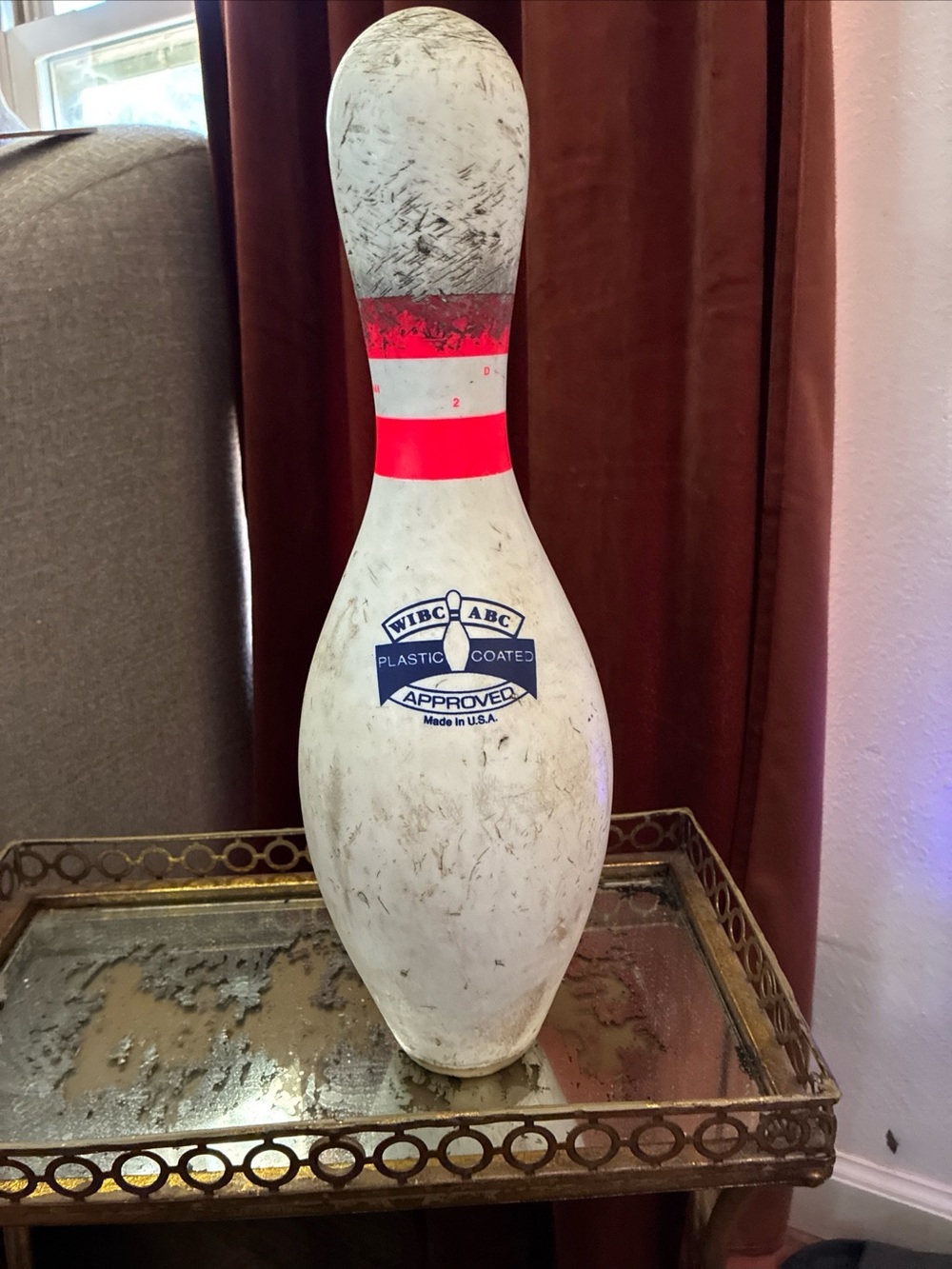AMF Amflite II Ten-Pin Bowling Pin Plastic, White/Red, 15 in x 4 in